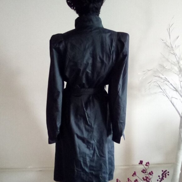 VTG Weather Wise Trench Coat With Matching Belt By Betsey B Puff Shoulders Sz S - Picture 1 of 11